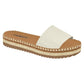 Moleca off-white espadrille sandal featuring a brown insole and jute trim with a textured sole
