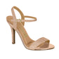 Vizzano rose gold glitter stiletto sandal featuring a delicate ankle strap metallic accents and a comfortable insole
