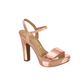 Vizzano rose gold metallic platform sandal with ankle strap and chunky heel featuring a subtle V logo and gleaming finish
